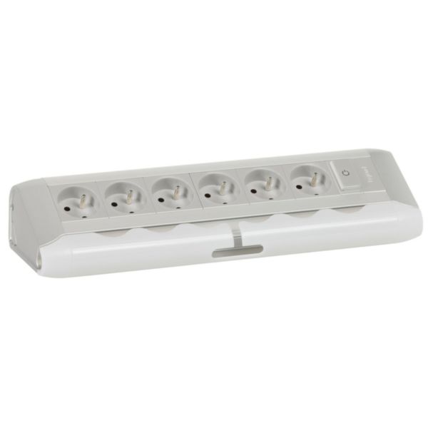 Bloc bureau - 6x2P+T F/B alu + inter lumineux
