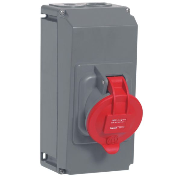 Prise saillie fixe Hypra IP44 63A - 380V~ à 415V~ - 3P+T - plastique