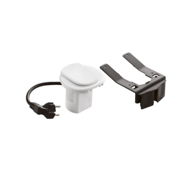 Module de bureau encastré avec 1 prise 2P+T - blanc