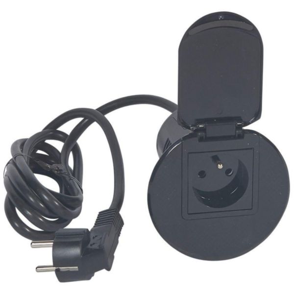 Module de bureau encastré avec 1 prise 2P+T - noir