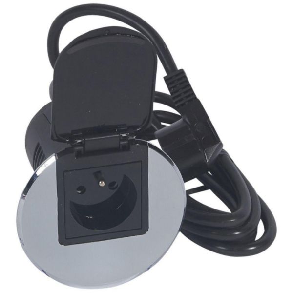Module de bureau encastré avec 1 prise 2P+T - métal