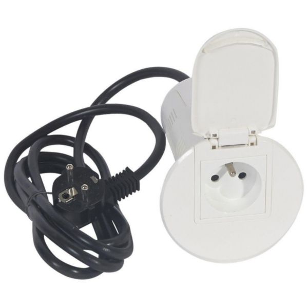 Module de bureau encastré avec 1 prise 2P+T et prise USB - blanc