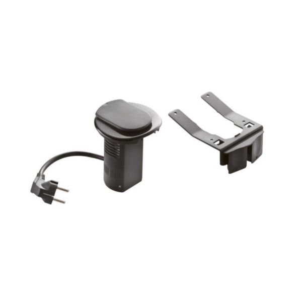 Module de bureau encastré avec 1 prise 2P+T et prise USB - noir