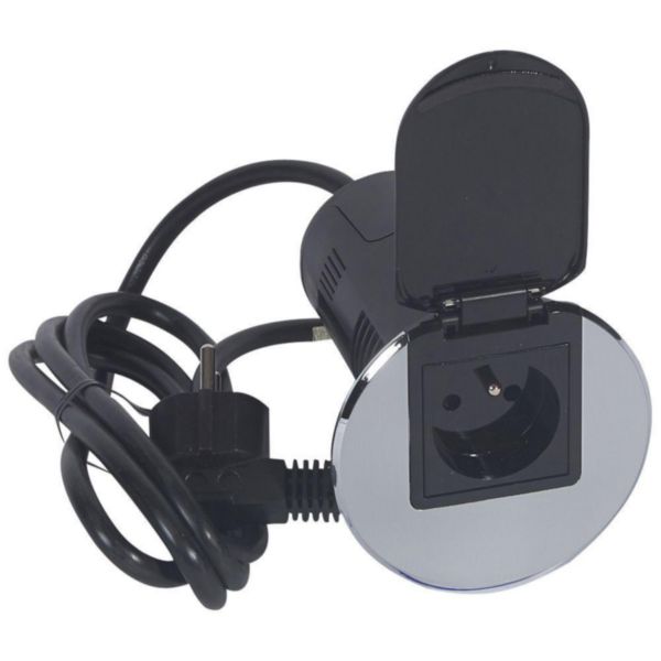 Module de bureau encastré avec 1 prise 2P+T et prise USB - métal