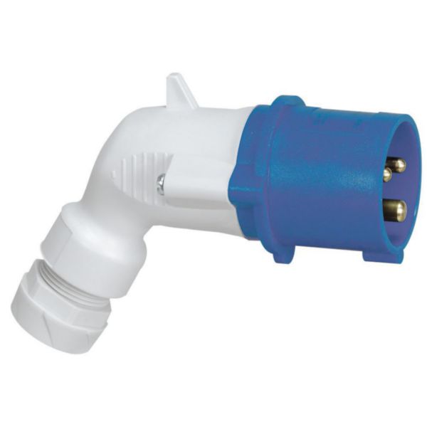 Fiche mobile coudée P17 IP44 16A - 200V~ à 250V~ - 2P+T
