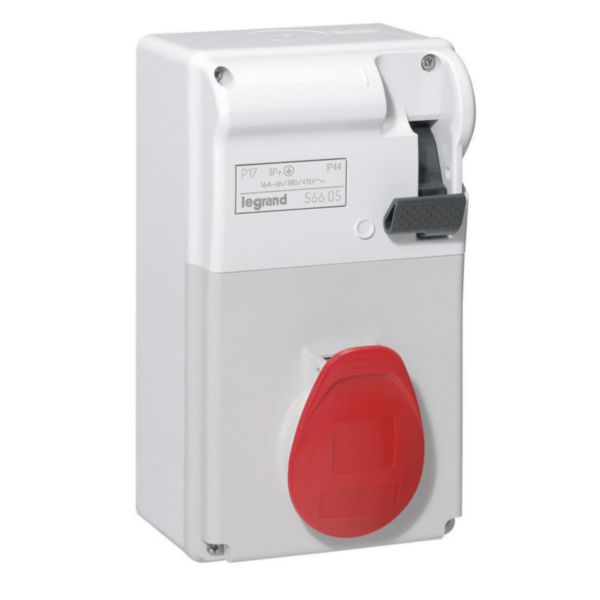 Coffret P17 IP44 avec interrupteur et 1 prise 16A 3P+T - 380V~ à 415V~ - 50Hz à 60Hz