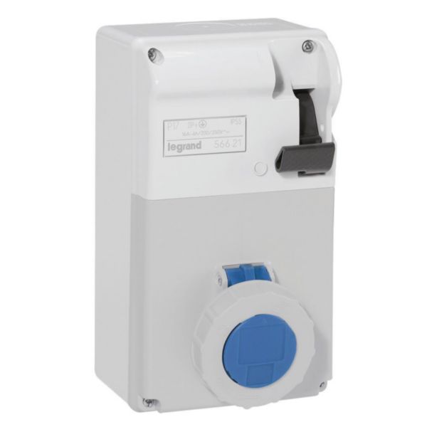 Coffret P17 IP55 avec interrupteur et 1 prise 16A 2P+T - 200V~ à 250V~ - 50Hz à 60Hz