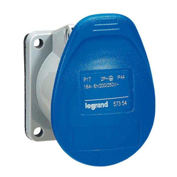 Prise à encombrement réduit fixe P17 IP44 16A - 200V~ à 250V~ - 2P+T