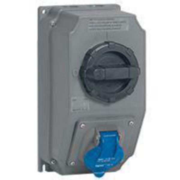 Coffret monoprise Hypra IP44 - 1 prise 2P+T 32A 200V~ à 250V~ 2P+T et 1 interrupteur