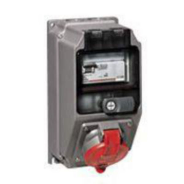 Coffret monoprise Hypra IP44 - 1 prise 3P+T 32A 380V~ à 415V~ et 1 disjoncteur différentiel
