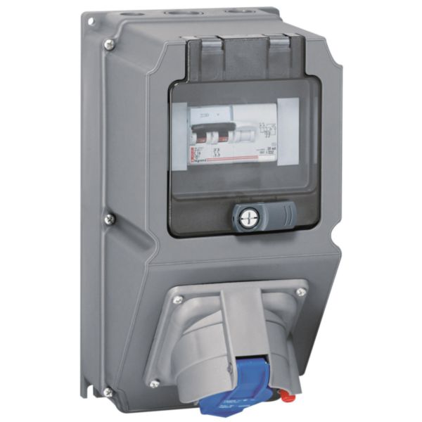 Coffret hypra IP44 avec prisinter 16a 2P+T avec disjoncteur différentiel