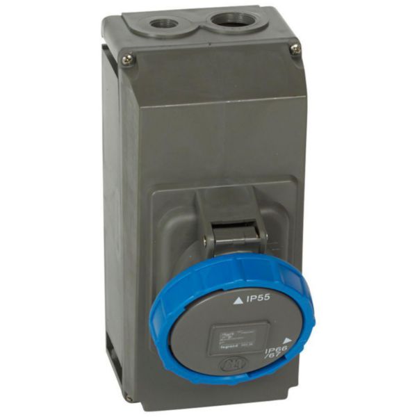 Prise saillie simple fixe Hypra IP66/67-55 63A - 200V~ à 250V~ - 2P+T