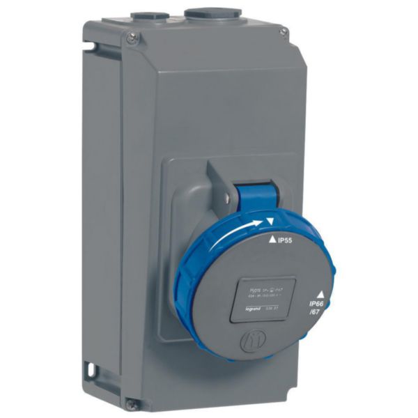 Prise saillie simple fixe Hypra IP66/67-55 63A - 200V~ à 250V~ - 3P+T