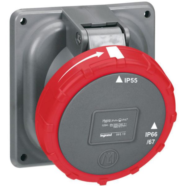 Prise fixe Hypra IP66/67-55 125A - 380V~ à 415V~ - 3P+N+T