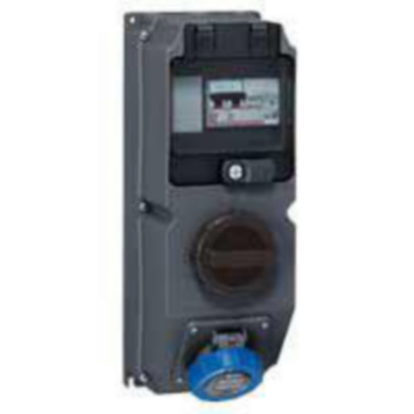 Coffret monoprise Hypra IP66/67-55 - 1 prise 2P+T 32A 200V~ à 250V~ , 1 interrupteur et 1 disjoncteur différentiel