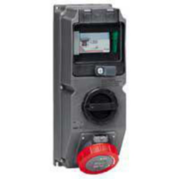 Coffret monoprise Hypra IP66/67-55 - 1 prise 3P+T 63A 380V~ à 415V~ 3P+T , 1 interrupteur et 1 disjoncteur différentiel