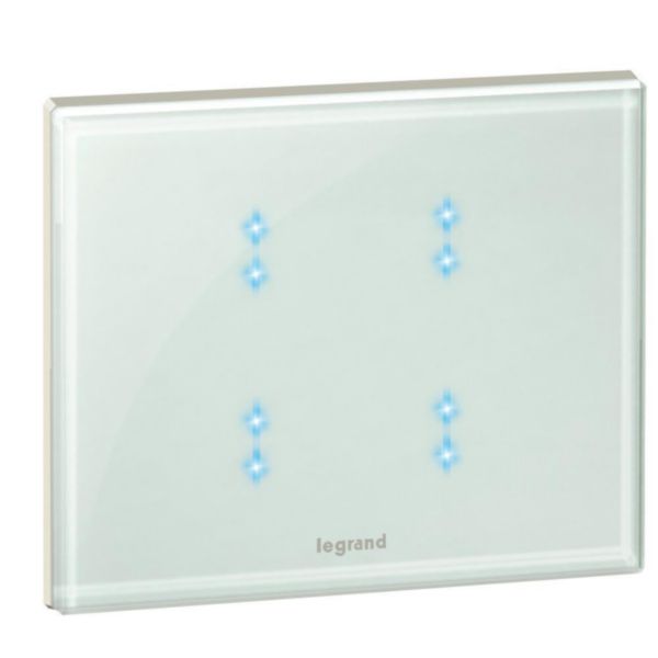 Commande tactile MyHOME_Up Céliane version 4 fonctions - Verre Kaolin