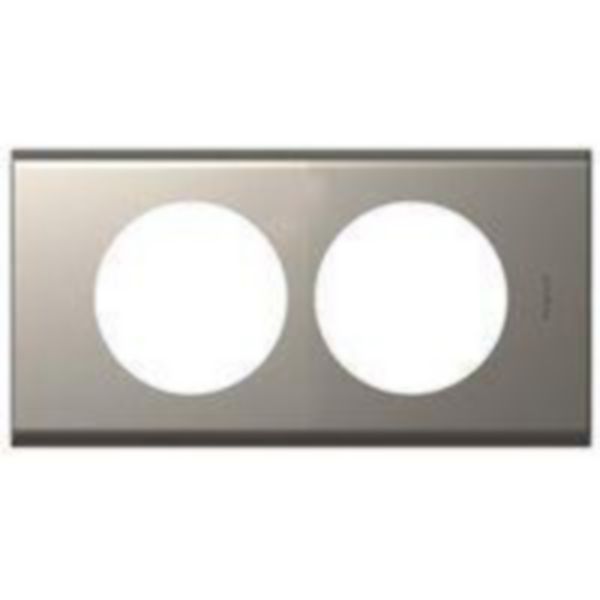 Plaque Céliane Matières 2 postes pour rénovation entraxe 57mm - finition Nickel Velours
