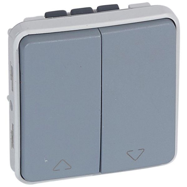 Double inter ou va-et-vient pour volets roulants Plexo composable IP55 10A -gris