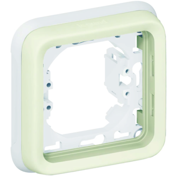 Support plaque étanche 1 poste Plexo composable IP55 - blanc