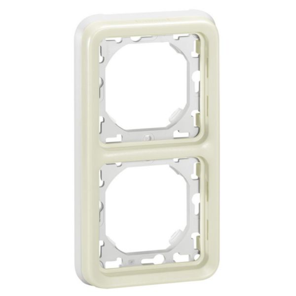 Support plaque étanche 2 postes verticaux Plexo composable IP55 - blanc