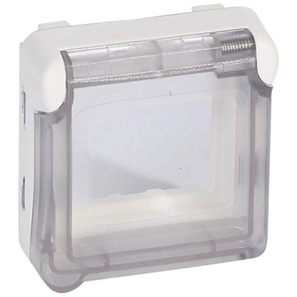 Adaptateur étanche opaque Plexo composable IP55 pour fonction Mosaic 2 modules - blanc Artic antimicrobien