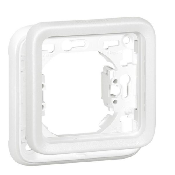 Support étanche plaque 1 poste Plexo composable IP55 - blanc Artic antimicrobien