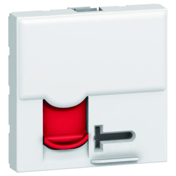 Prise RJ45 catégorie 6 FTP à accès contrôlé avec volet rouge Mosaic 2 modules - blanc