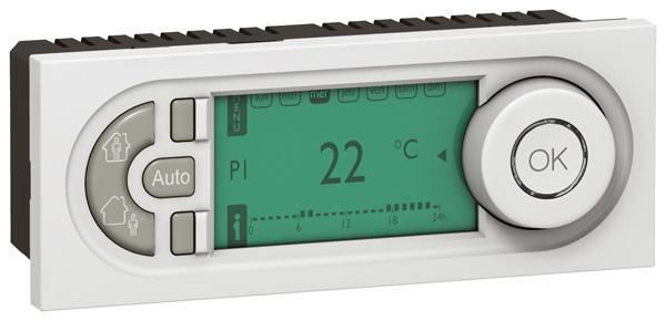 Thermostat d'ambiance électronique à programmation hebdomadaire Mosaic 5 modules alimentation 230V~ - blanc