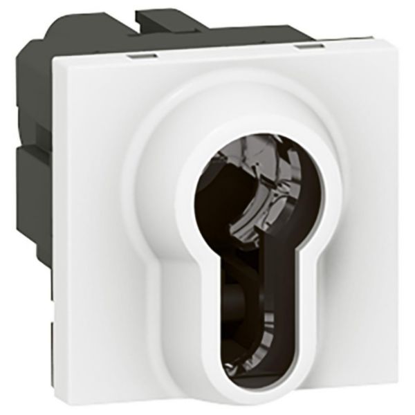 Poussoir à clé Mosaic 2 modules avec 3 positions par inverseur avec position arrêt 6A 250V~ - blanc