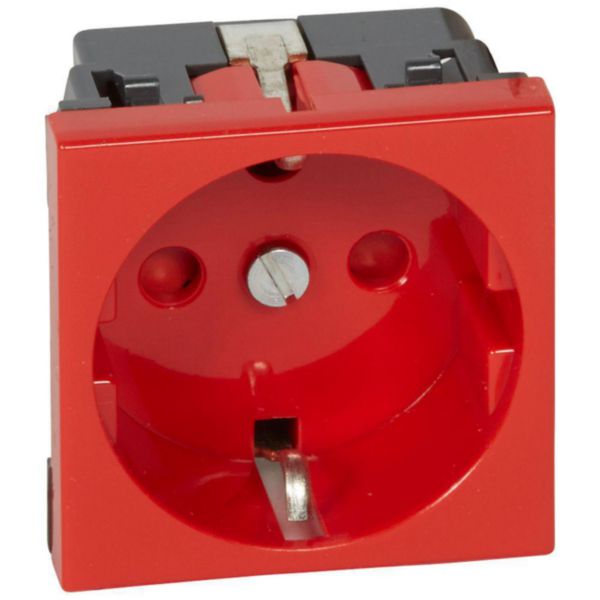 Prise de courant 2P+T à puits germanique à détrompage Mosaic 2 modules avec connexion par bornes à vis - rouge