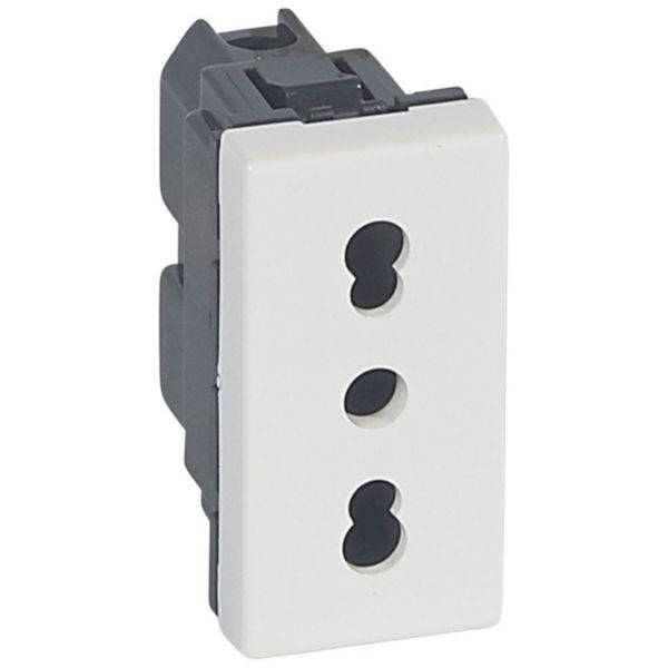 Prise de courant 2P+T 10A ou 16A standard italien Mosaic 1 module - blanc