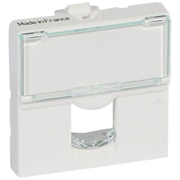 Plastron Mosaic 2 modules avec porte-repère transparent pour 1 connecteur Systimax simple - blanc