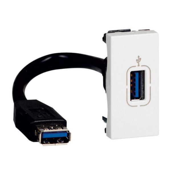 Prise USB 2.0 femelle préconnectorisée Mosaic 1 module - blanc