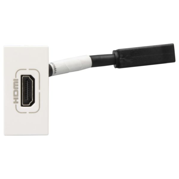 Prise HDMI Type-A version 2.0 préconnectorisée Mosaic 1 module - blanc