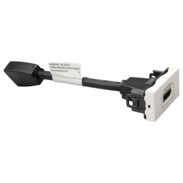 Prise HDMI Type-A version 2.0 préconnectorisée Mosaic 1 module - blanc