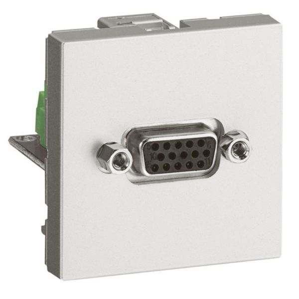 Prise HD 15 femelle à visser Mosaic 2 modules - alu