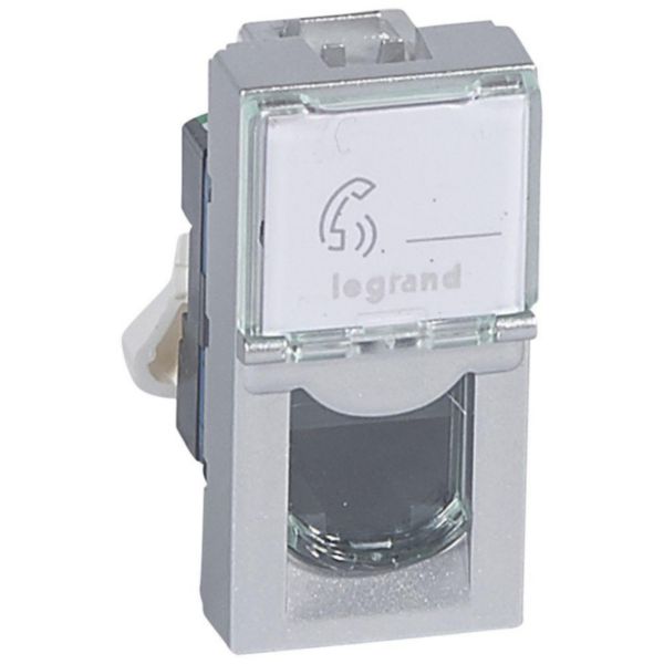 Prise RJ45 catégorie 6 UTP Mosaic 1 module - alu