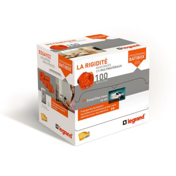 Distributeur de 100 boîtes multimatériaux Batibox profondeur 50mm