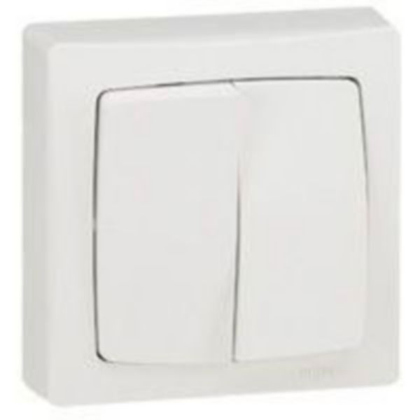 Va-et-vient et poussoir 6A Appareillage saillie complet - blanc