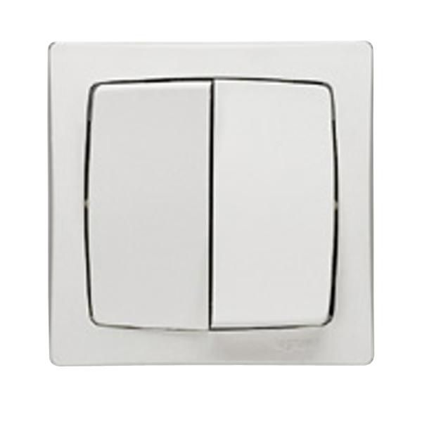 Double poussoir 6A Appareillage saillie complet - blanc