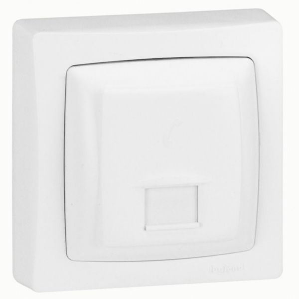 Prise RJ45 Numéris ou Internet 8 contacts Appareillage saillie complet - blanc