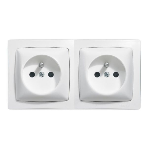 Prise 2P avec éclips de protection Appareillage saillie complet - blanc -  086022 - LEGRAND