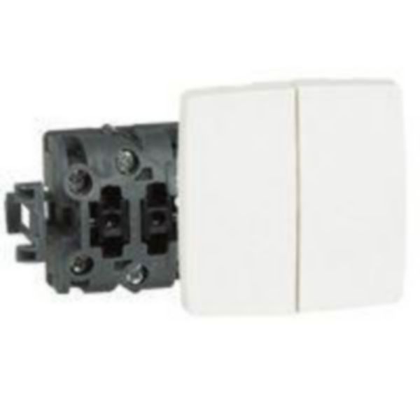 Double poussoir 6A Appareillage saillie composable - blanc