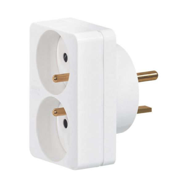 Adaptateur pour branchement de 2 fiches 2P+T 16A sur prise 20A