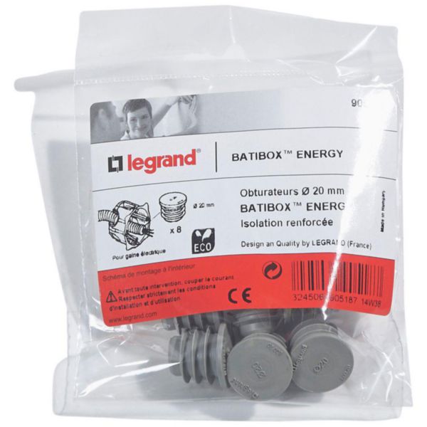 Lot de 8 obturateurs pour boîte à encastrer Eco batibox - Ø20mm