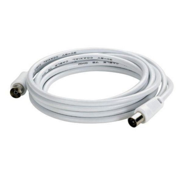 Rallonge TV - 1 fiche femelle + 1 fiche mâle Ø9,52mm - longueur 5m - Blanc