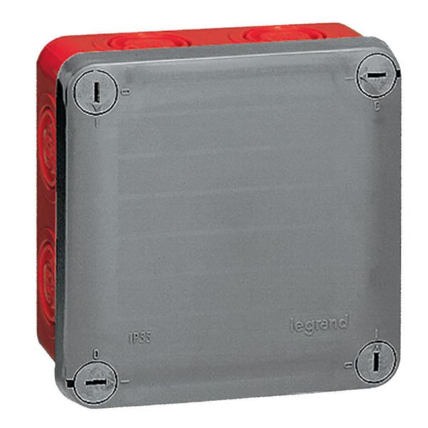 Boîte de dérivation carrée pour presse-étoupe Plexo dimensions 105x105x55mm - RAL7037 et RAL3000