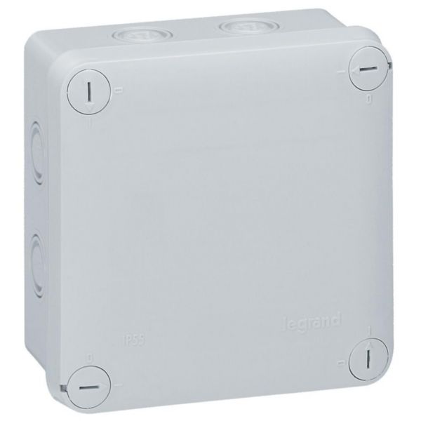 Boîte de dérivation carrée à 7 entrées pour presse-étoupe Plexo dimensions 105x105x55mm - gris RAL7035