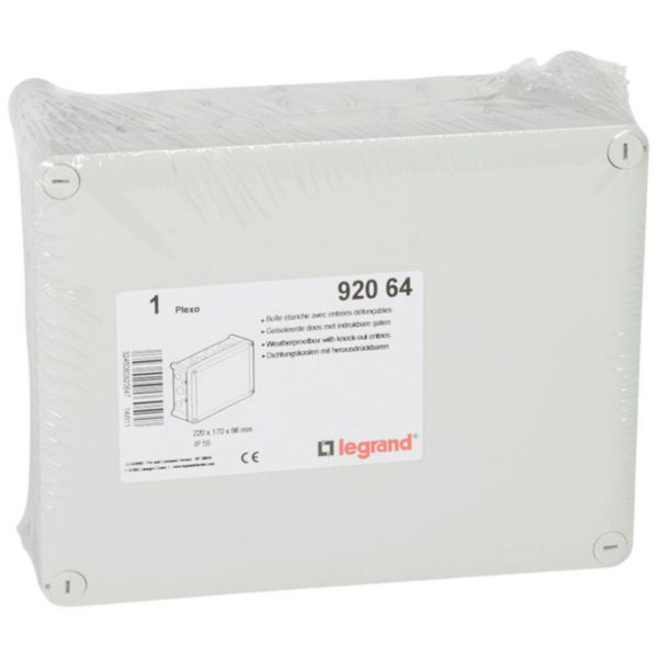 Boîte de dérivation rectangulaire pour presse-étoupe Plexo dimensions 220x170x86mm - gris RAL7035